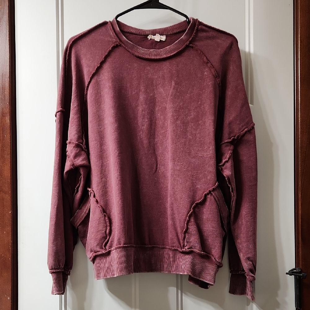 Easel Burgundy Vintage Wash Sweatshirt - S